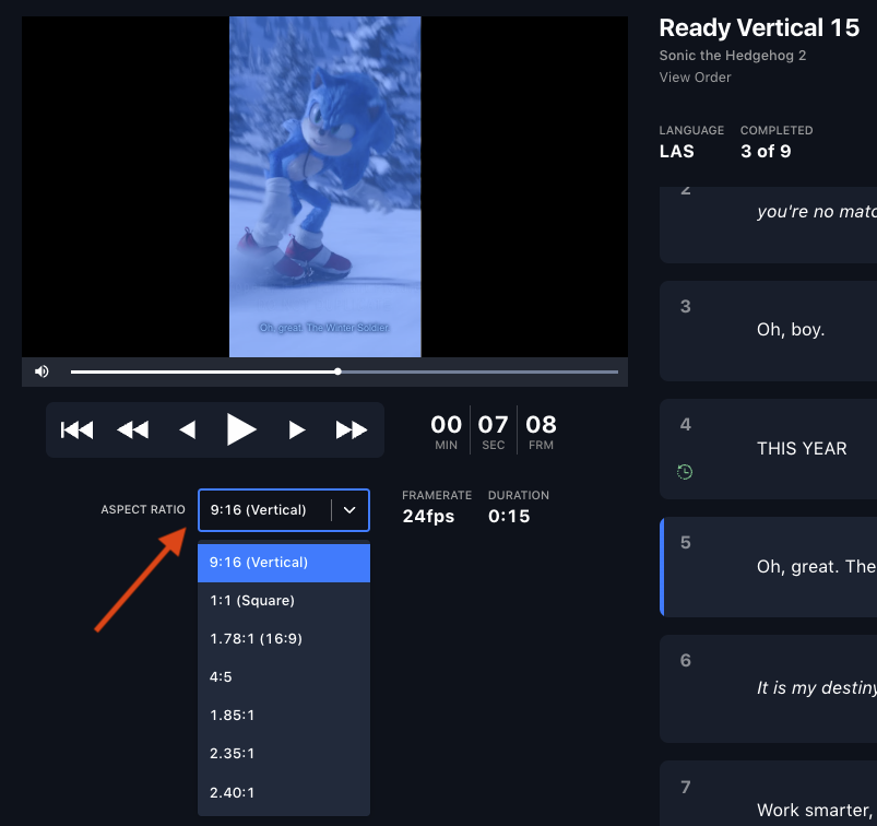 The Translation Tool for entering subtitle text