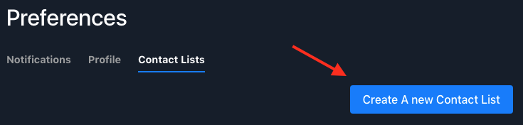 The Create A new Contact List button