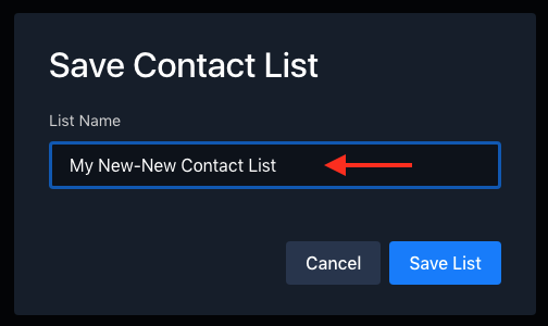 The Save Contact List dialog