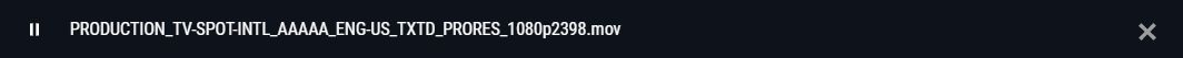 A file row showing a download in progress with pause and cancel controls